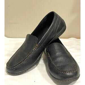 b.o.c. Mens Merton Preppy Black Leather Loafer Stitching Details Size 9.5